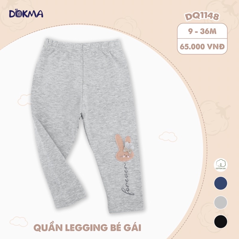 Quần dài legging Dokma vải cotton mỏng cho bé gái 6-9m đến 2-3y