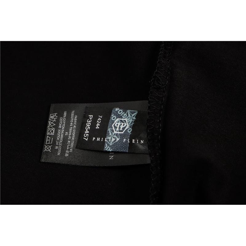 Philipp Plein Men Short Sleeve Tshirt Black Rhinestones T-shirts Pattern Skull Tshirt Shirts