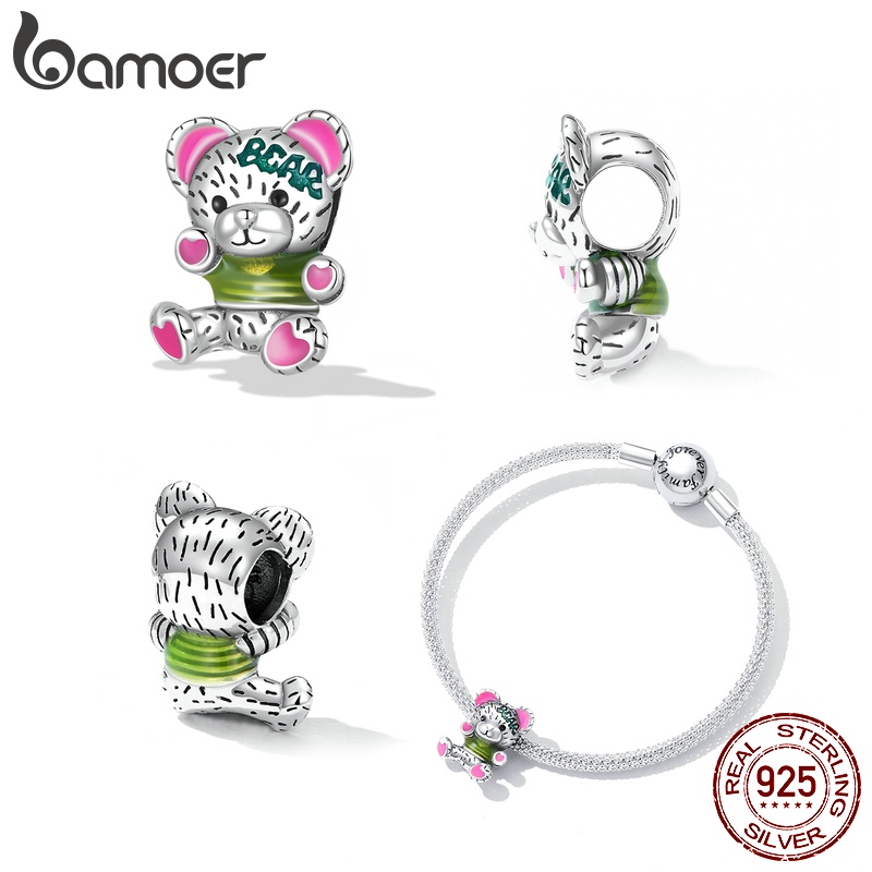 Phụ kiện vòng tay/ vòng cổ Bamoer SCC2231 bằng bạc 925 hình chú gấu bông