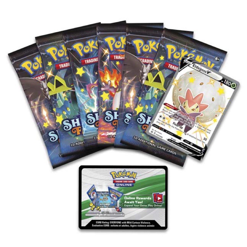 Hộp 6 gói thẻ bài Pokemon TCG Shining Fates kèm thẻ Promo Eldegoss/ Bultond V Shiny chính hãng