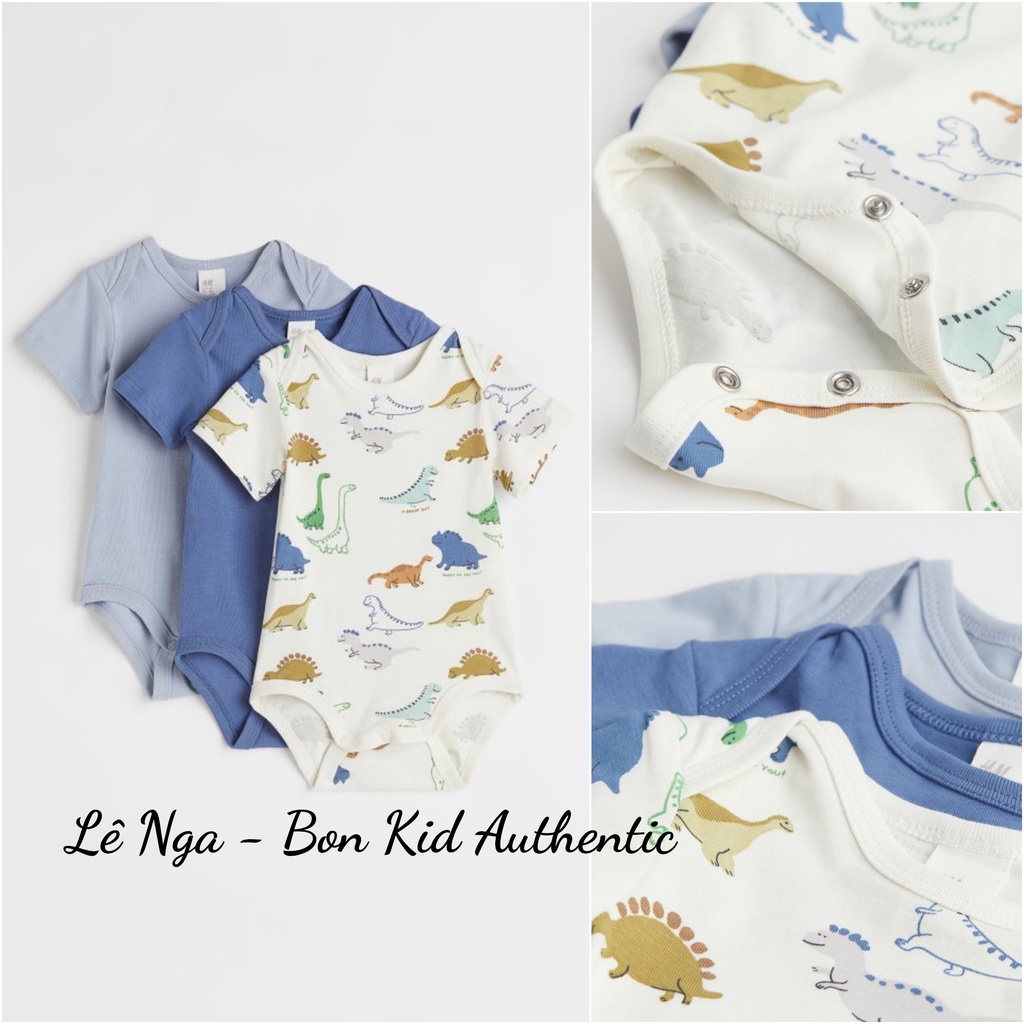 Set 3 bodychip cộc tay HM UK/US chính hãng sz 4-6m đến 1.5-2y