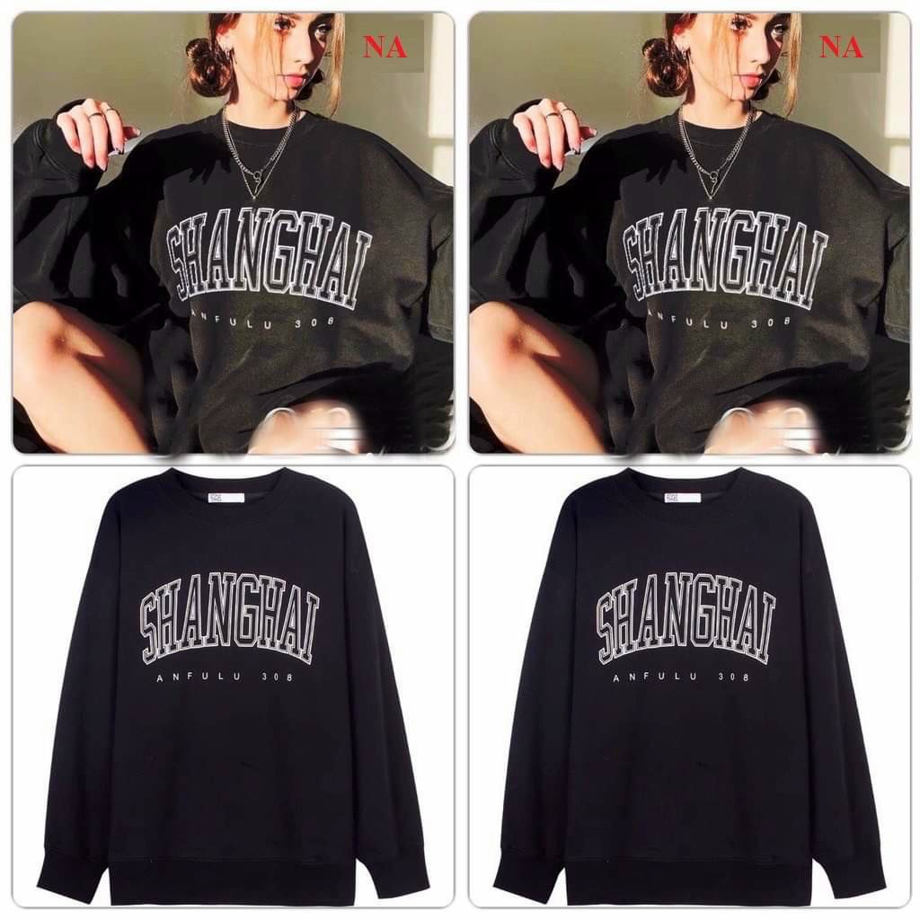 Áo sweater dài tay nam nữ SHANGHAI form rộng unisex Áo nỉ hoodie tay bồng ulzzang Freeship  Sale