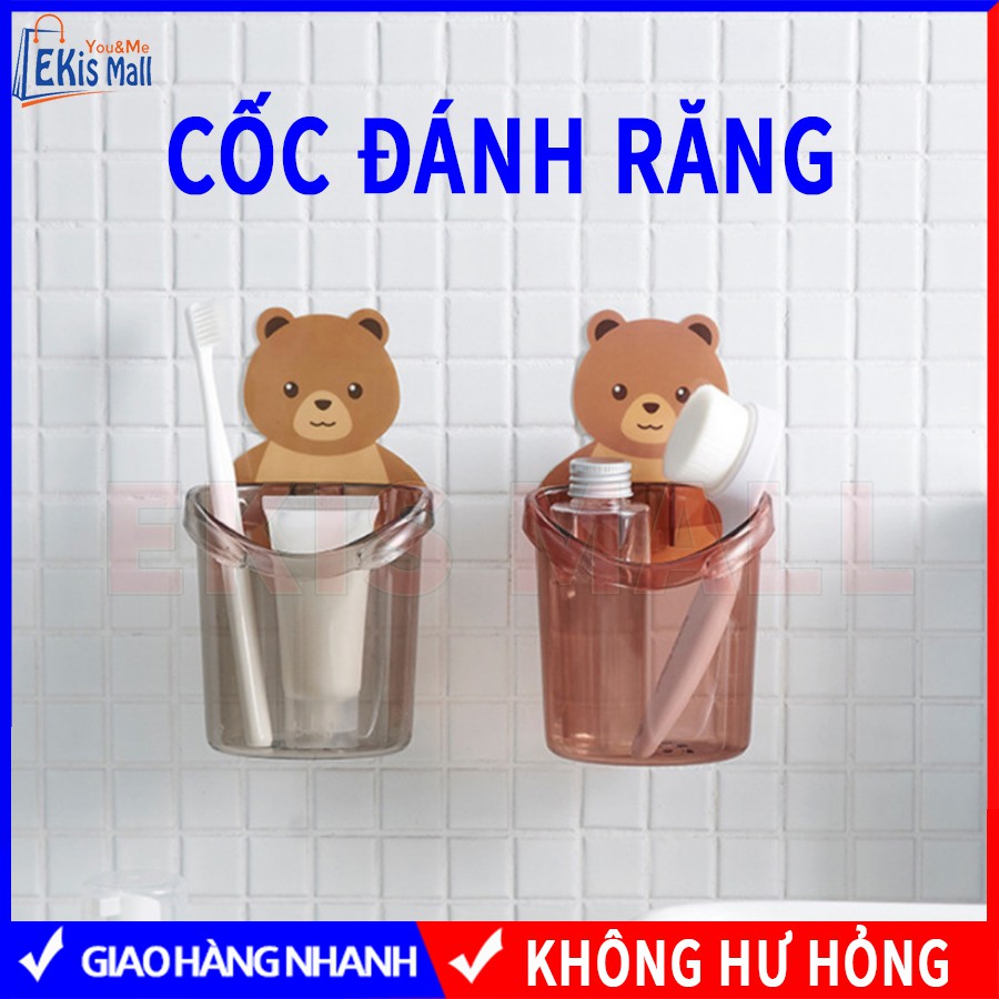 Cốc đựng bàn chải kem đánh răng dán tường chịu lực Cốc đựng đồ phòng tắm