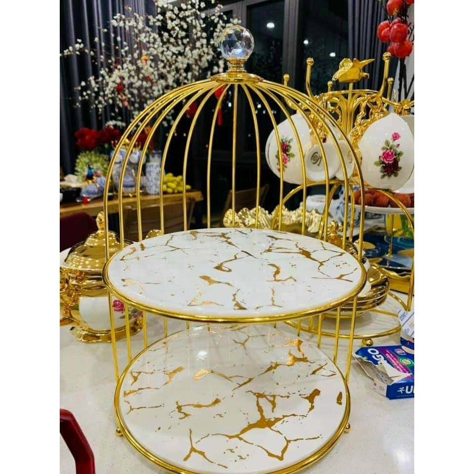 Kệ, khay đựng bánh - Kệ đựng bánh hình lồng chim sang trọng