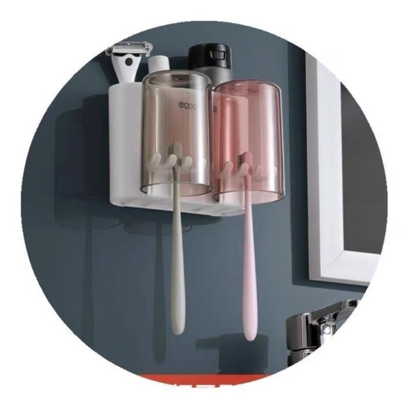 Kệ đựng cốc, treo bàn chải đánh răng phòng tắm dán tường ECOCO phân loại 2,3,4 cốc siêu bền