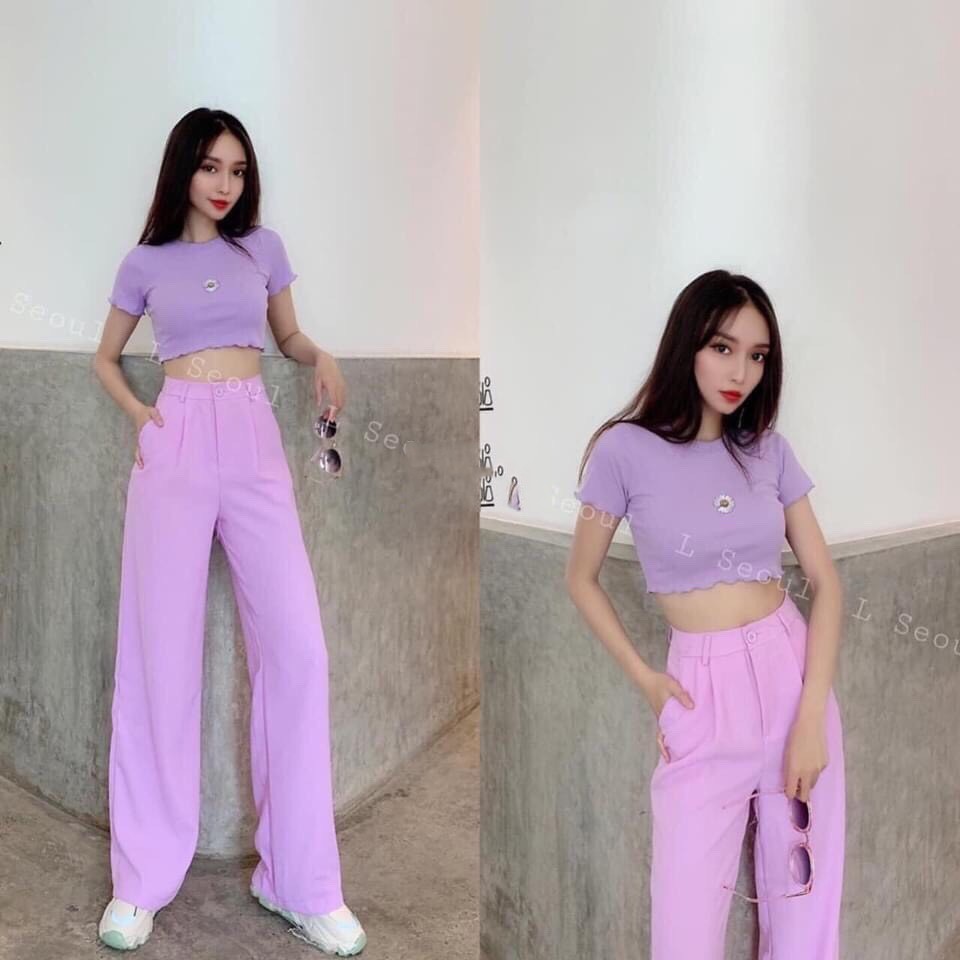 [GIÁ SỈ] Áo croptop cổ tròn thêu hoa chất cotton dày dặn co giãn 4 chiều SABI SHOP FREE SIZE DƯỚI 60KG | BigBuy360 - bigbuy360.vn