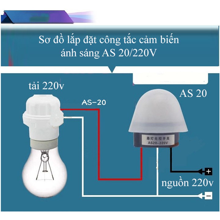 Công tắc cảm biến ánh sáng bật tắt đèn AS-20/ AC220V, công tắc cảm ứng ánh sáng