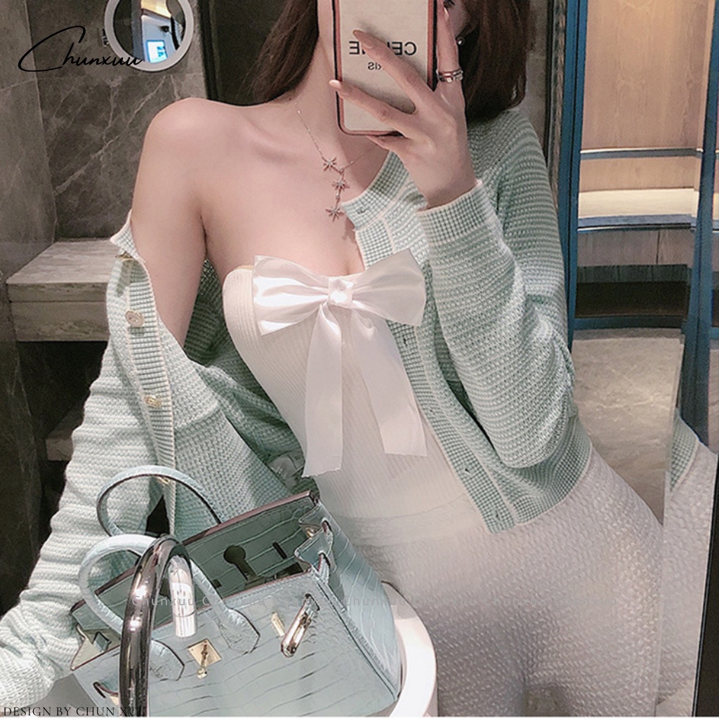 Áo bra nữ không dây phối nơ ngực ChunXuu, vải cotton co dãn 4 chiều tặng kèm dây áo trong suốt- BR18