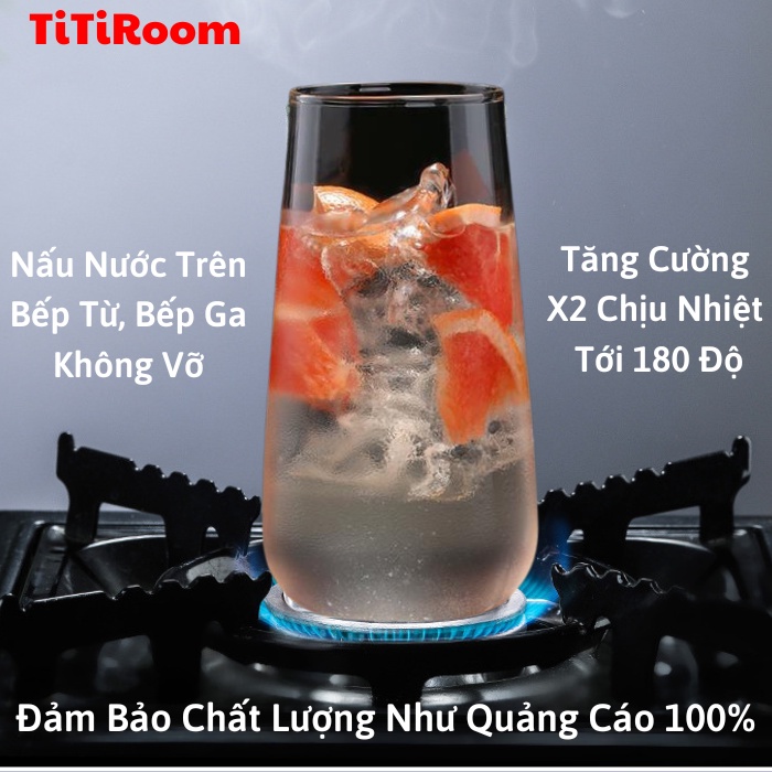 Ly thủy tinh dễ thương uống sinh tố Sweet phong cách Hàn Quốc, Cốc thủy tinh cao cấp chịu nhiệt trong suốt TiTi Room