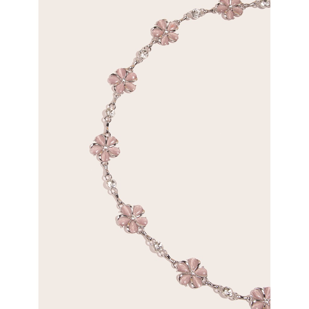 Thắt Lưng Mặt Hoa Đính Đá Pha Lê Màu Hồng/Xanh Dương/Hồng Cho Nữ