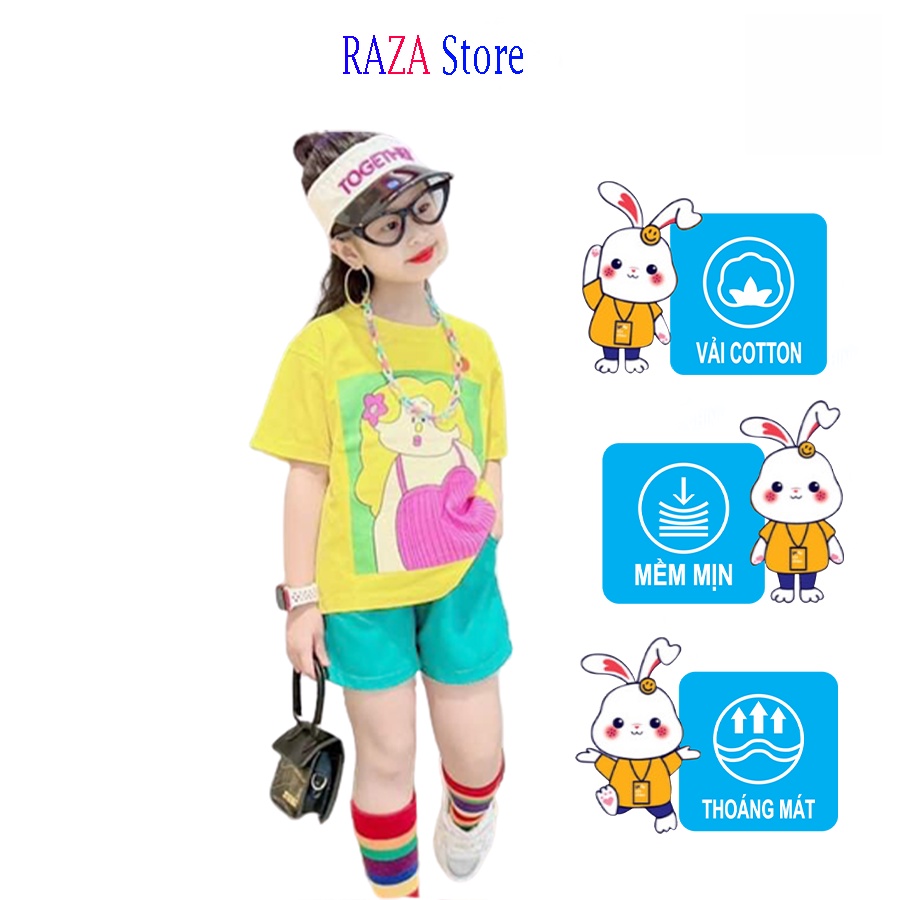 Đồ bộ bé gái RAZA Store chất Vải 100% coton cao cấp cho bé 16-36kg RZM3