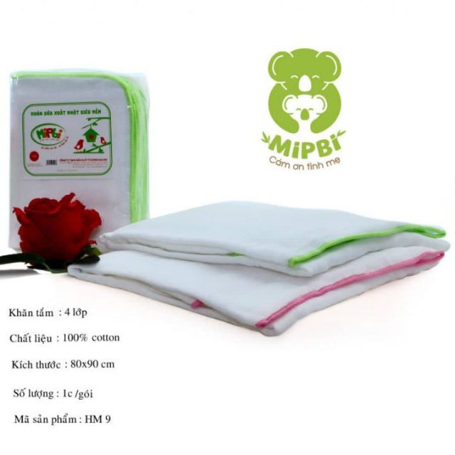 Khăn tắm 4 lớp/6 lớp Mipbi (80x90 cm)