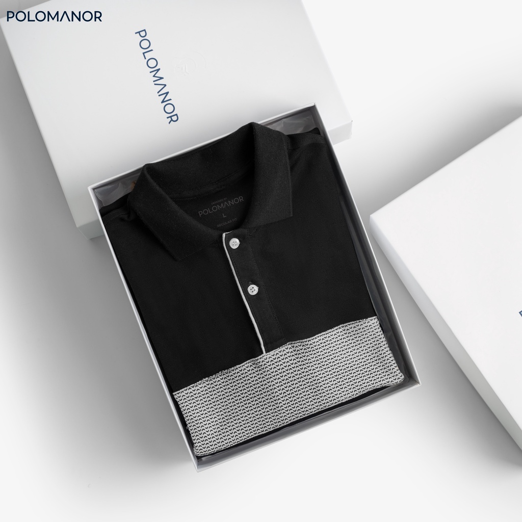 Áo Polo nam phối HALAND vải cá sấu cotton CMC, nam tính, thanh lịch, sang trọng - POLOMANOR