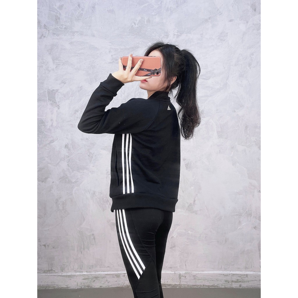(HÀNG XUẤT XỊN) Áo khoác das đen 1782 3-STRIPES TRACKTOP WOMEN Made in Cambodia full tag code  SIZE S M L | BigBuy360 - bigbuy360.vn