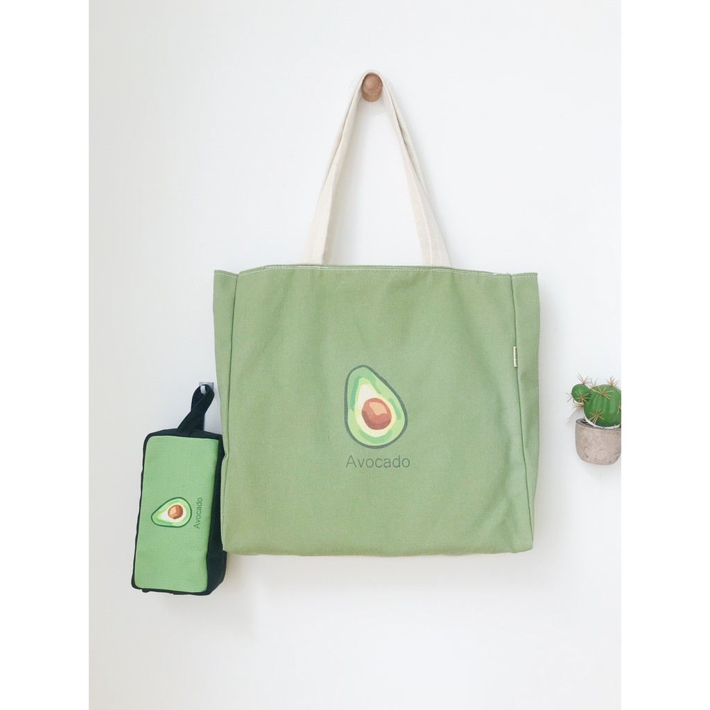 Túi Tote Túi Vải Leo Canvas Trái Bơ