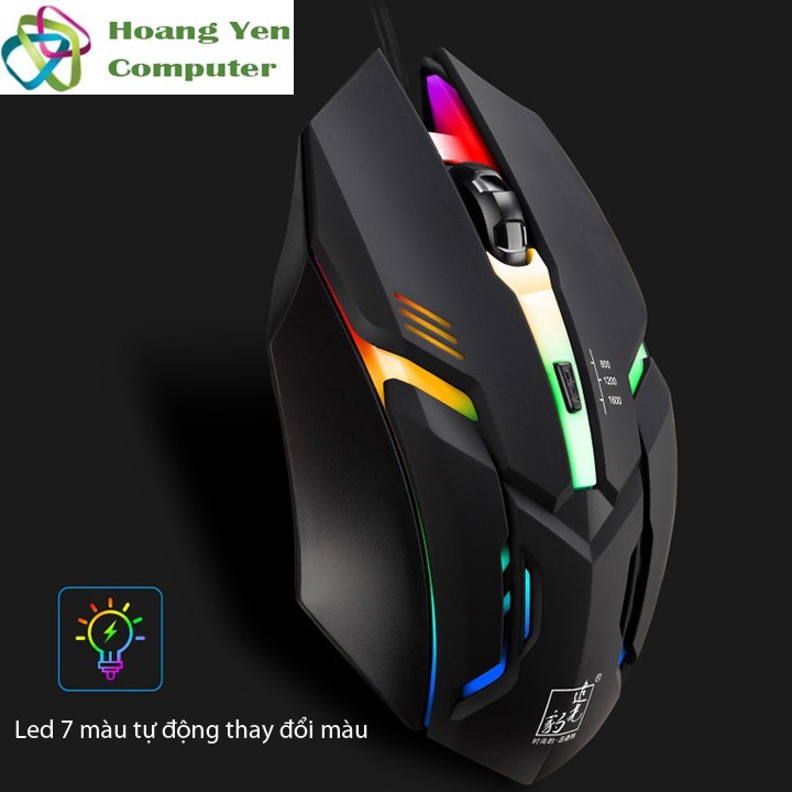 Chuột Có Dây Chasing Leopard K2 Led 7 Màu Đơn Sắc, 1600DPI - BH 12 Tháng - Hoàng Yến Computer