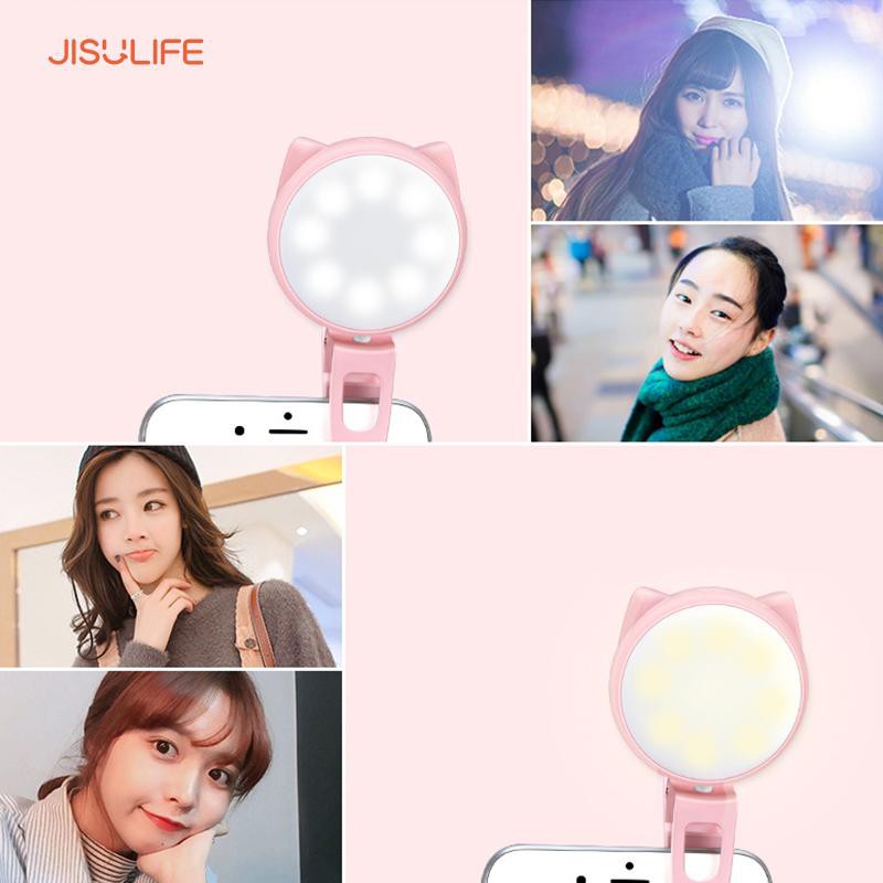 Đèn LED Selfie trợ sáng kẹp điện thoại 3 cấp độ - Tạo hiệu ứng chụp ảnh quay Tik Tok cực đẹp hình con mèo Jisulife BL02 | BigBuy360 - bigbuy360.vn