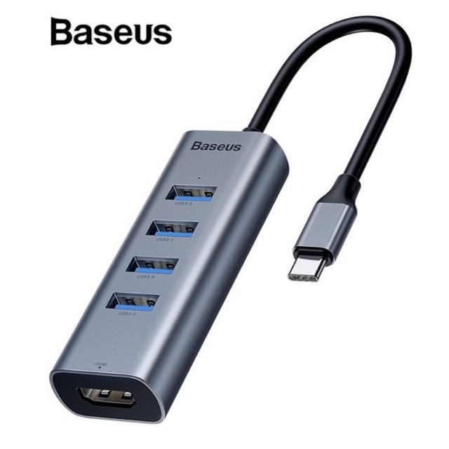 Hub chuyển Type C to USB 3.0 và HDMI Baseus Enjoy Series (Type C to USB 3.0 x4 Ports + HDMI 4K, 5 in 1 intelligent HUB )