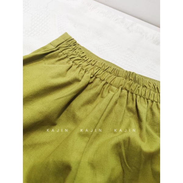 Set áo và short linen form vuông