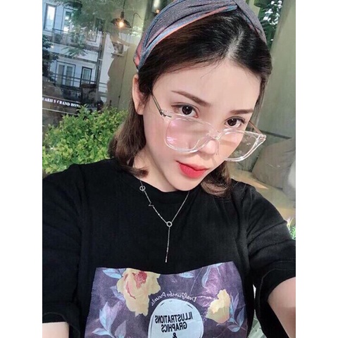 Mắt Kính Thời Trang Trong Suốt Form Vuông Gọng Kim Loại Sang Chảnh - Hazo