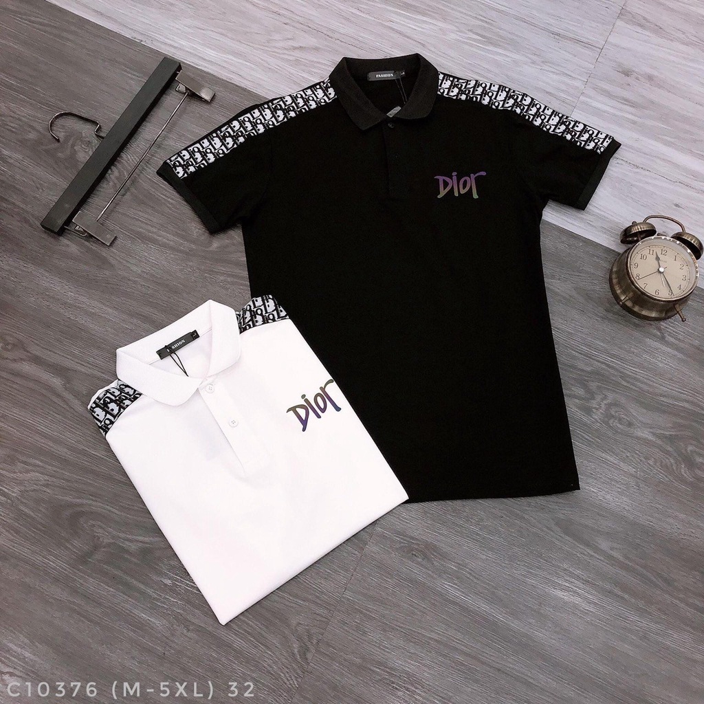 Áo thun polo nam đẹp tay ngắn có cổ dập vân chữ nổi  thêu logo D!ro vải cotton co dãn cao cấp