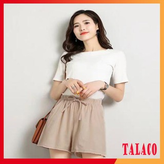 Quần shorts nữ, quần đùi đũi cạp chun - QDD - TALACO