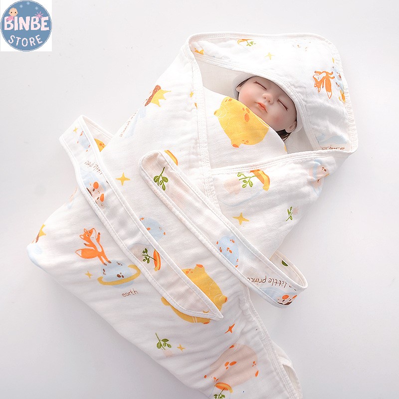 Khăn ủ cho bé sơ sinh, chăn ủ xô 4 lớp cao cấp size 90*90cm Binbestore