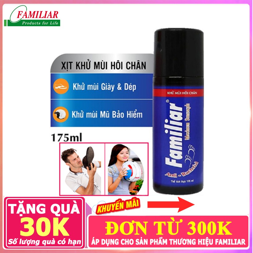 Nhập AFFINS20K [Giảm ngay 20K đơn từ 99K] Xịt khử mùi giày và nón bảo hiểm Familiar 175ml- NPP AN NHIÊN