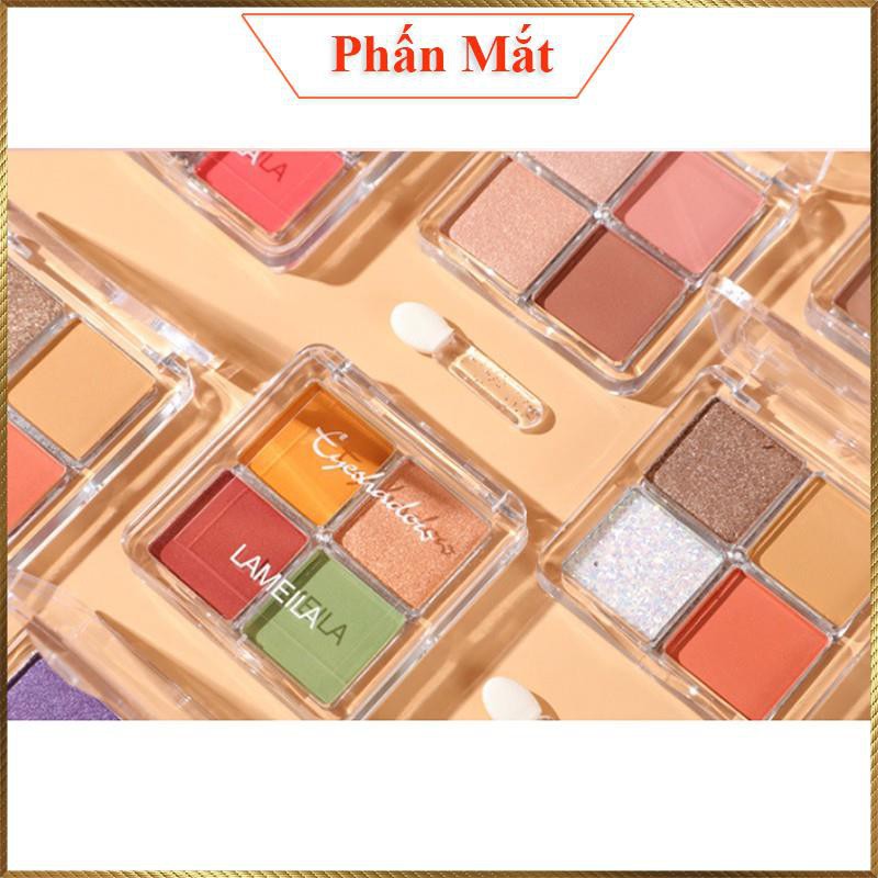 Phấn mắt 4 ô lameila chính hãng nội địa trung Eye Shadow nhũ lấp lánh LPM2