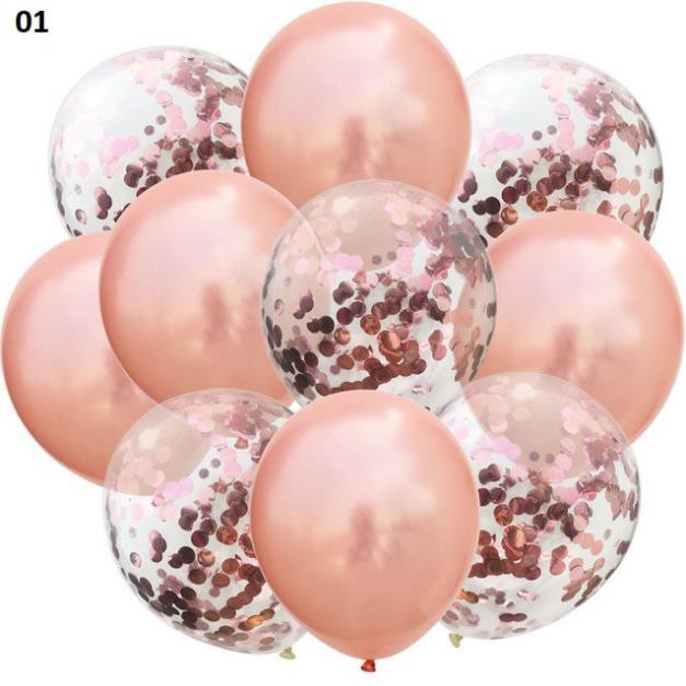 Bóng trang trí sinh nhật kim tuyến confetti, bóng latex nhũ 10inch (set 10 bóng) #TrangTriSinhNhat