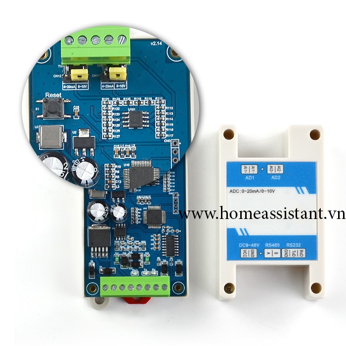 Bộ Chuyển Đổi Tương Tự Analog 0-20mA 0-10V Modbus RS485 RS232 BMR-AD02  Hass PLC