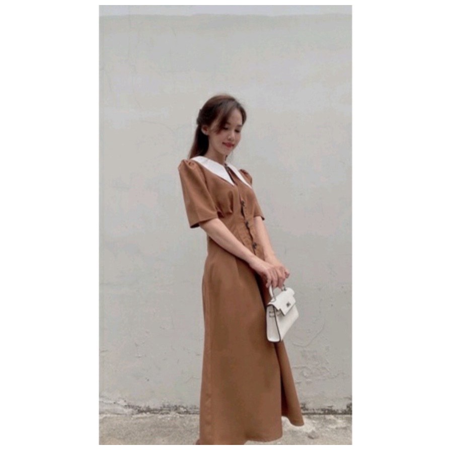 Váy Đầm Cổ Bẻ Sơ Mi Dài Phong Cách HQ Cực Xinh Sang Chảnh HOTTREND