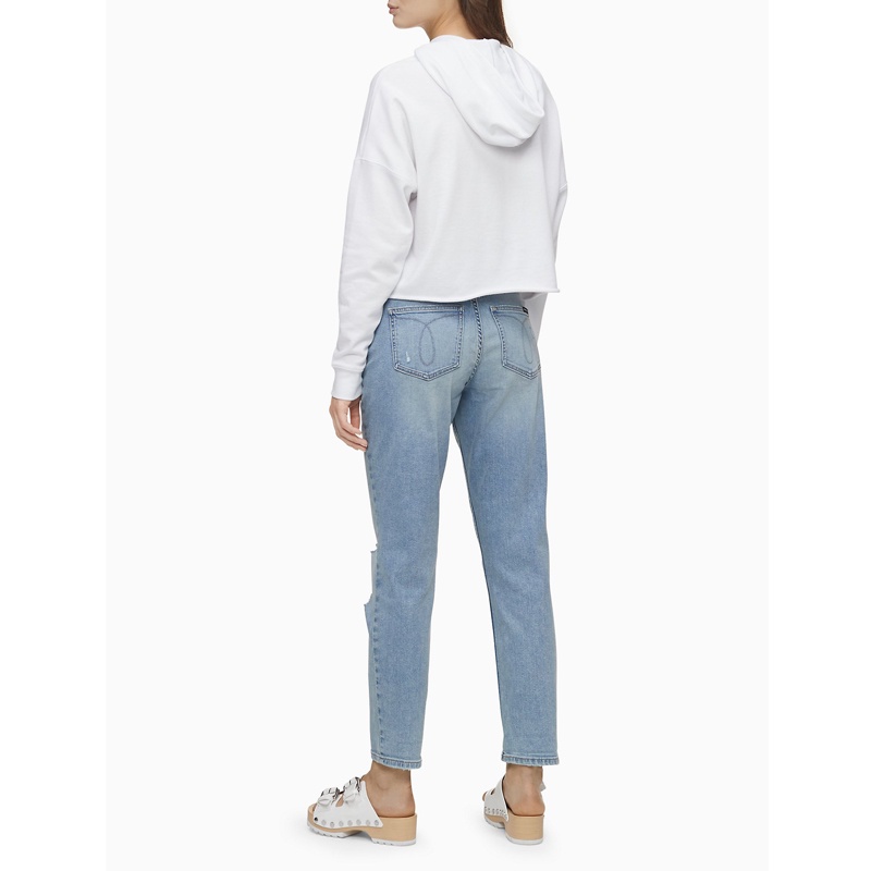 Quần jeans nữ Calvin Klein Jeans Boyfriend Slim Fit Mid Rise Distressed Jeans - Light Wash