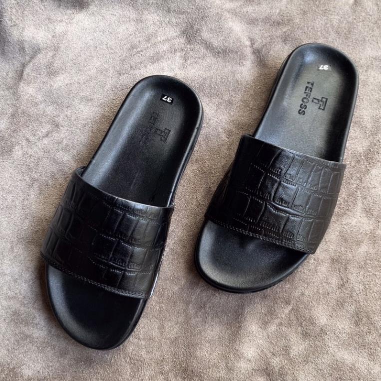 Dép nam da bò thật in vân cá sấu TEFOSS DT07-2 sang trọng, cá tính size 37-44 *