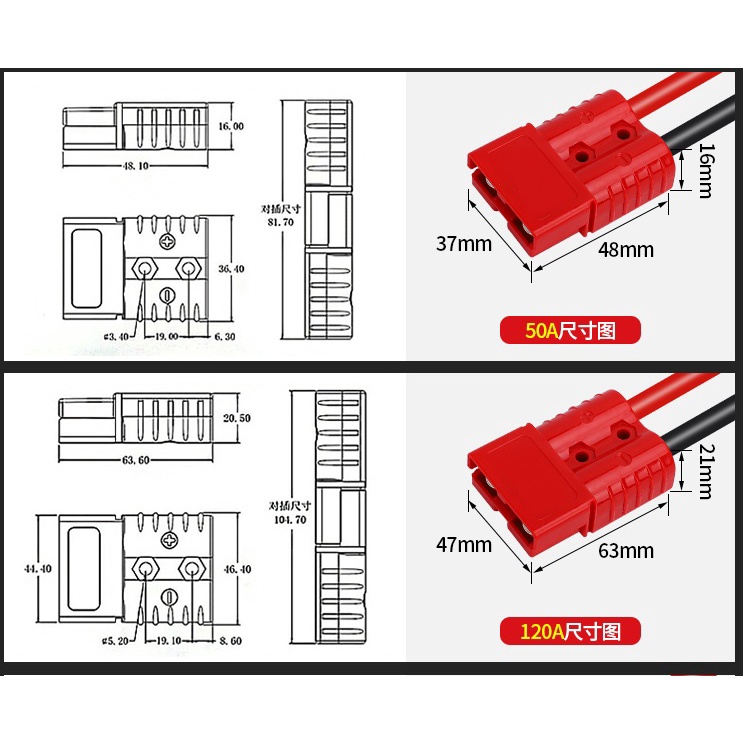 Giắc cắm với dây điện kết nối ắc quy xe nâng điện