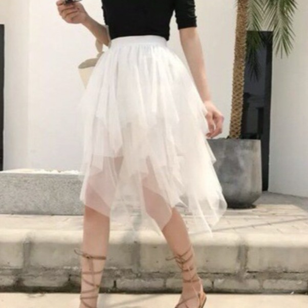 Chân váy Tutu tua rua, chân váy ulzzang ♥️ Chân váy voan tua rua lưới xéo tà ♥️ Chân váy Tutu siêu hot - NhimShop CV15