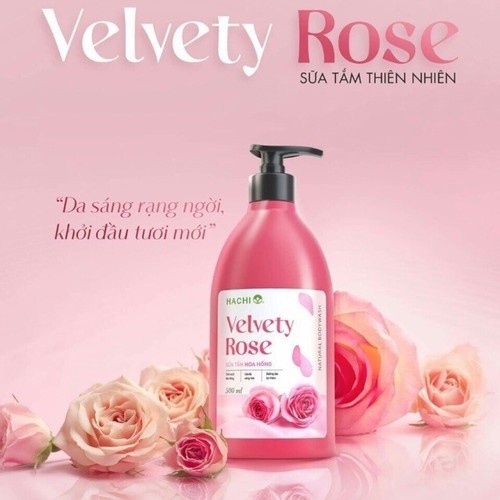 Sữa tắm chiết xuất hoa hồng VELVETY ROSE - HACHI cao cấp dưỡng ẩm cho da 500ML 800ml