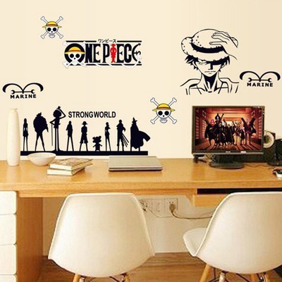 Bộ 2 sticker dán tường 3D hình nhân vật Luffy One Piece