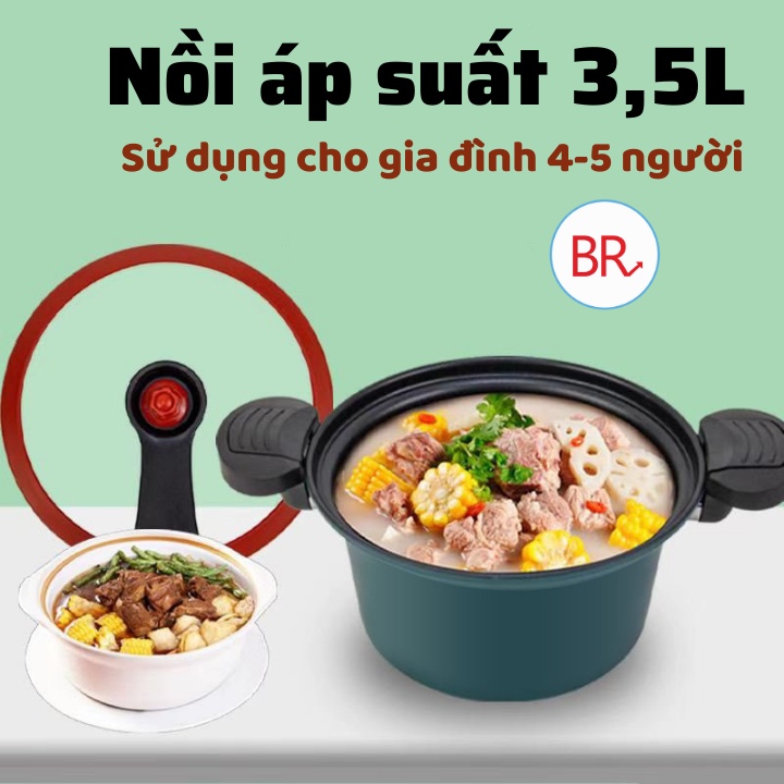 Nồi áp suất đa năng dung tích 3,5l - Nồi áp suất chống dính kiểu dáng hàn quốc Br01689
