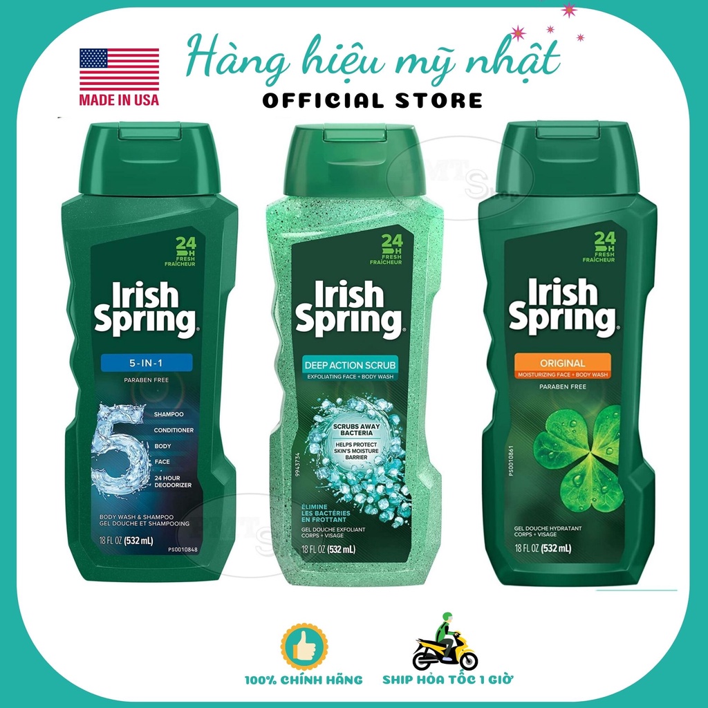 Sữa tắm Irish Spring Body Wash Made in USA 532ml làm sạch sâu, giữ ẩm cho da