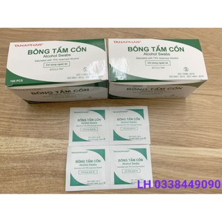 Bông tẩm cồn Tanaphar KT 3X3cm