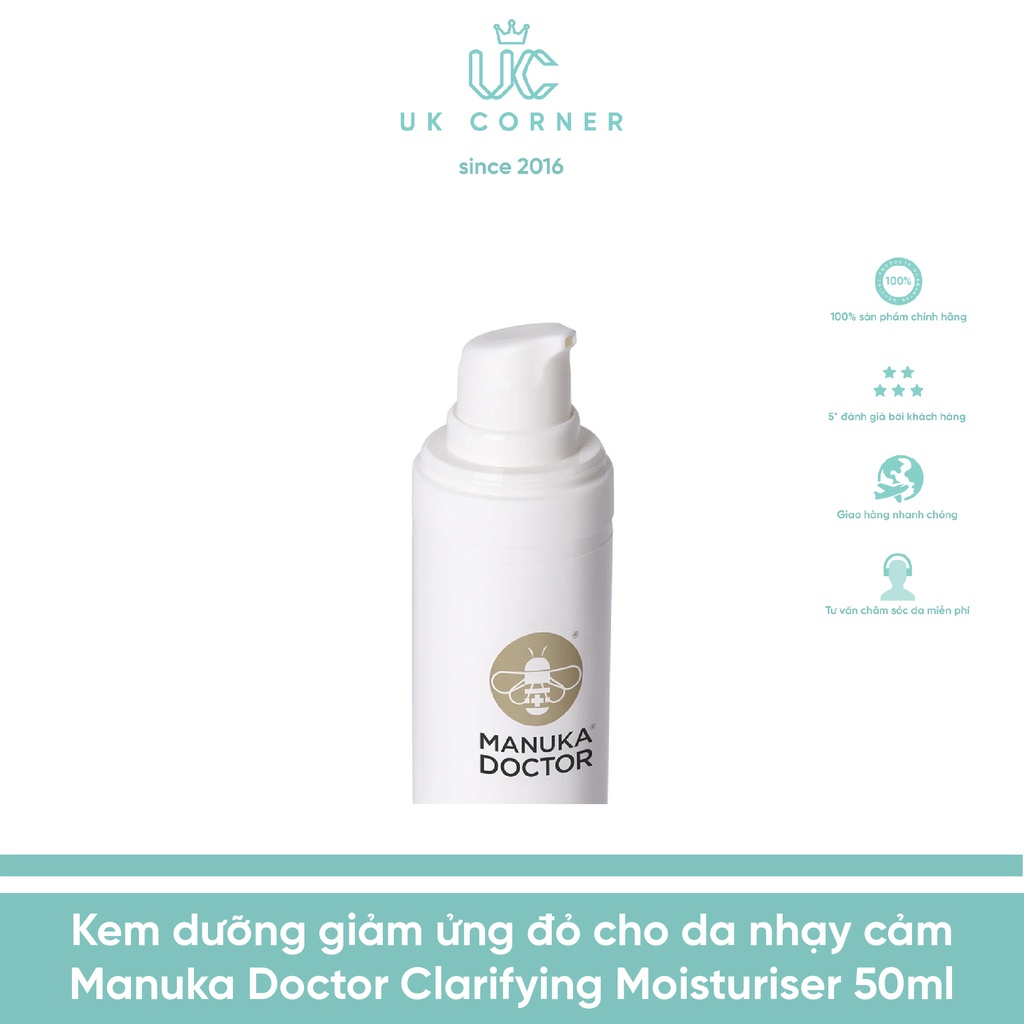 Kem dưỡng giảm ửng đỏ cho da nhạy cảm Manuka Doctor Clarifying Moisturiser