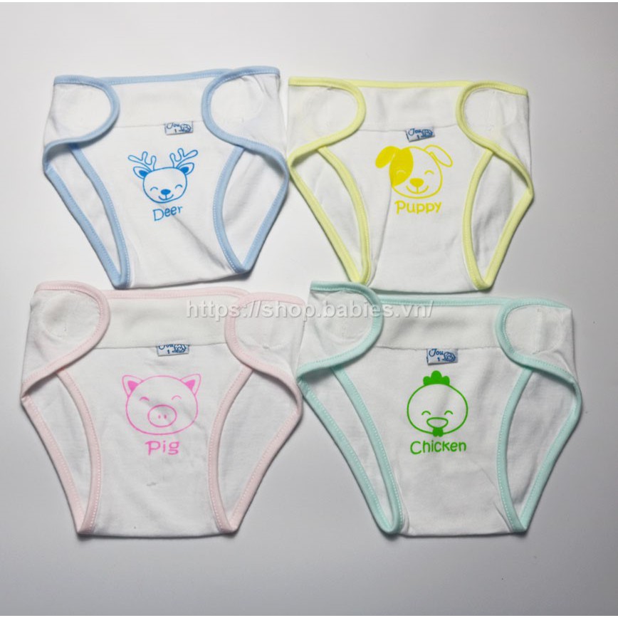 Combo 5 quần đóng tã Jou 100% cotton miếng dán tròn (Dành cho bé sơ sinh 3-8kg)