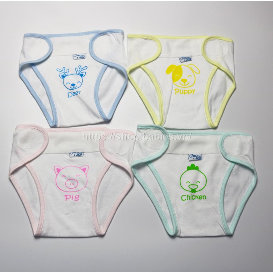 Combo 5 quần đóng tã Jou 100% cotton miếng dán tròn (Dành cho bé sơ sinh 3-8kg)