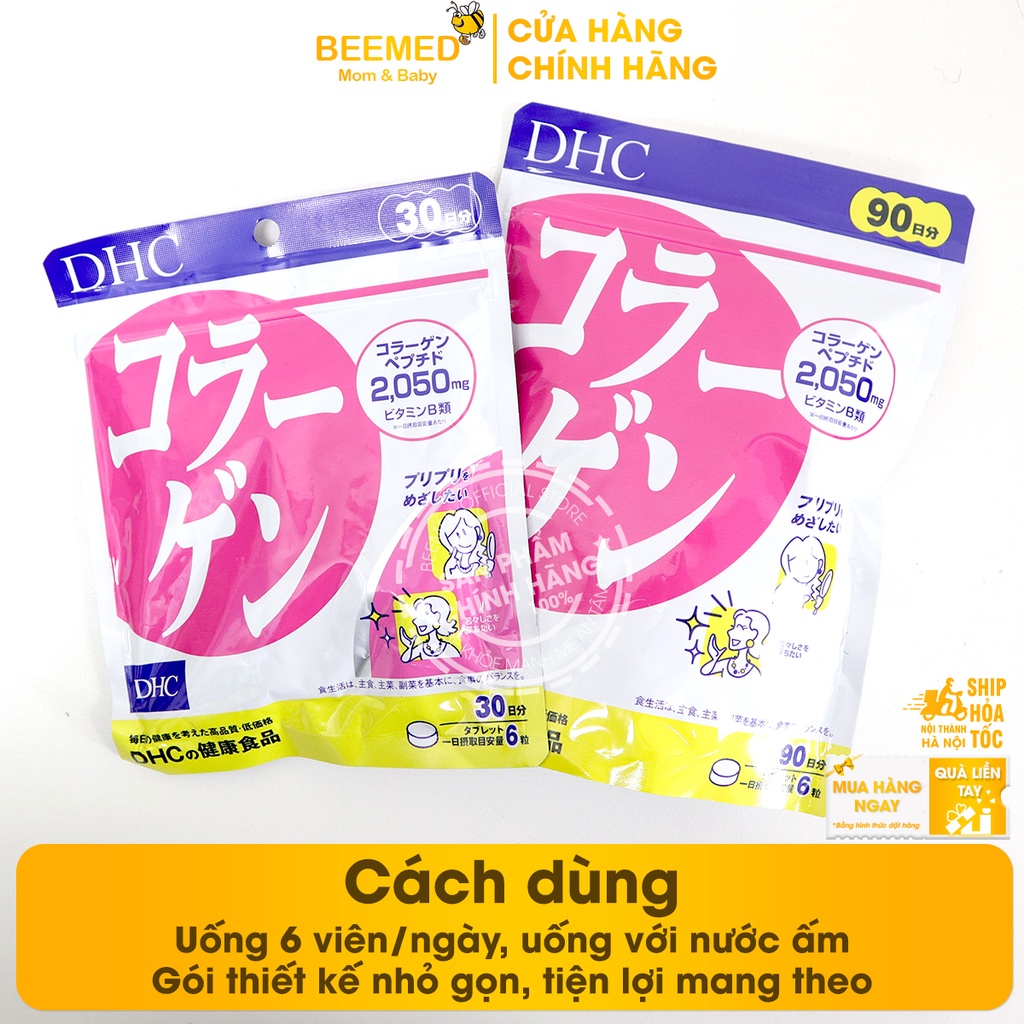 Bổ sung Collagen từ dầu cá vtm B - DHC Collagen - chống lão hóa làm đẹp da, giảm nếp nhăn - Nhập khẩu từ DHC Nhật Bản