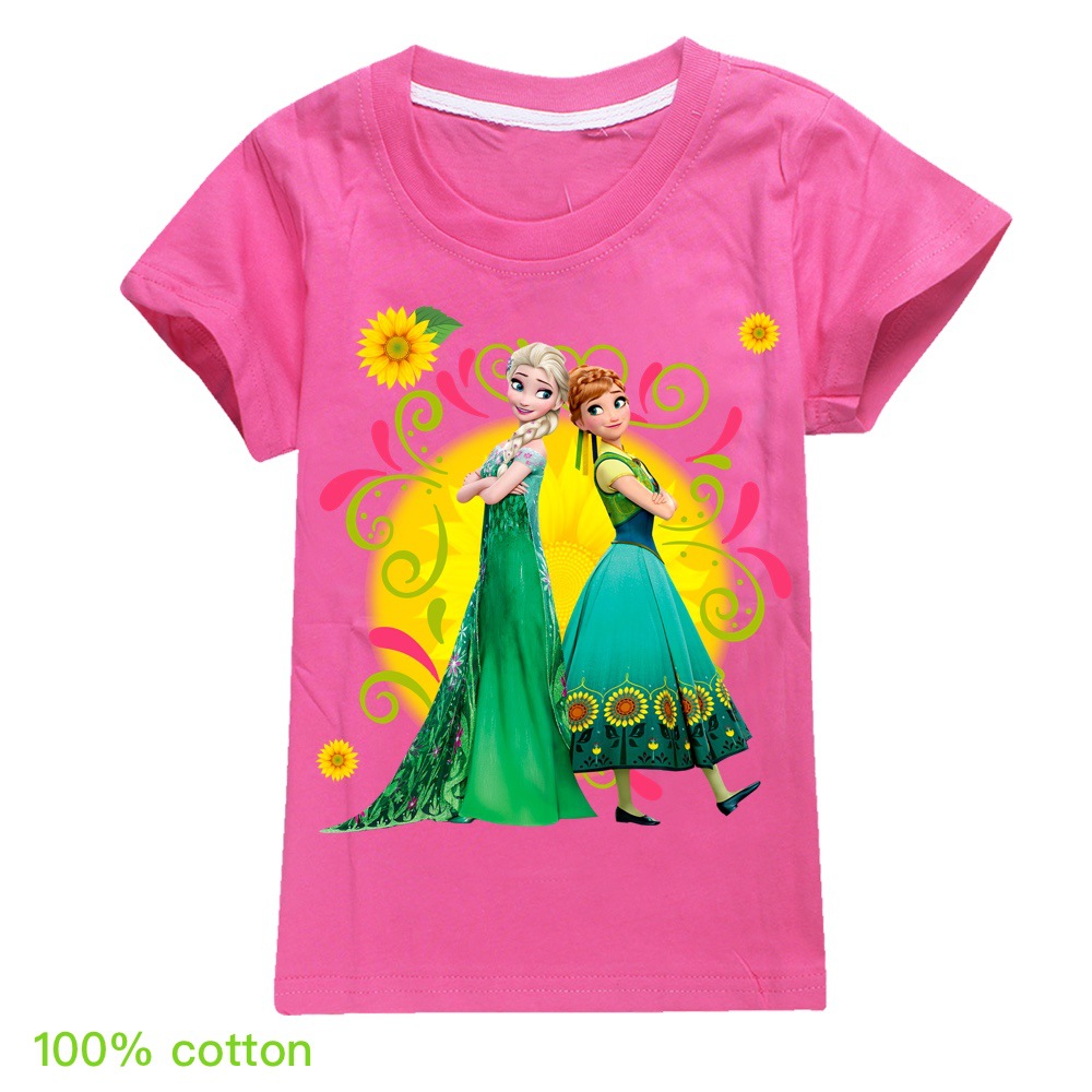 Áo Thun 100% Cotton Cổ Tròn In Hình Công Chúa Trong Phim Hoạt Hình Frozen 2020