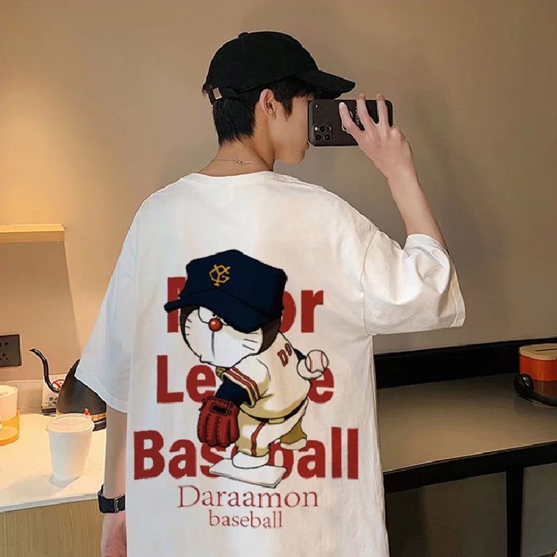 Áo Thun Tay Ngắn Dáng Rộng In Họa Tiết Hoạt Hình Phong Cách Hip Hop Nhật Bản Thời Trang Mùa Hè Cho Nam (M-8XL)