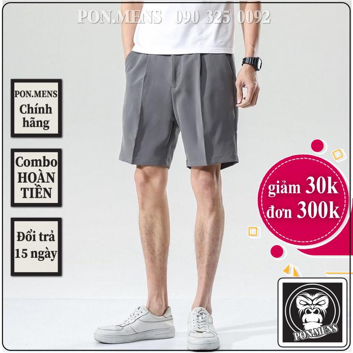Quần đùi âu nam màu đen ghi trắng đẹp thoáng mát mặc hè Pon.mens hà nội hcm