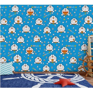 DECAL 1M PVC giấy dán tường khổ 45cm doremon đeo chuông vàng