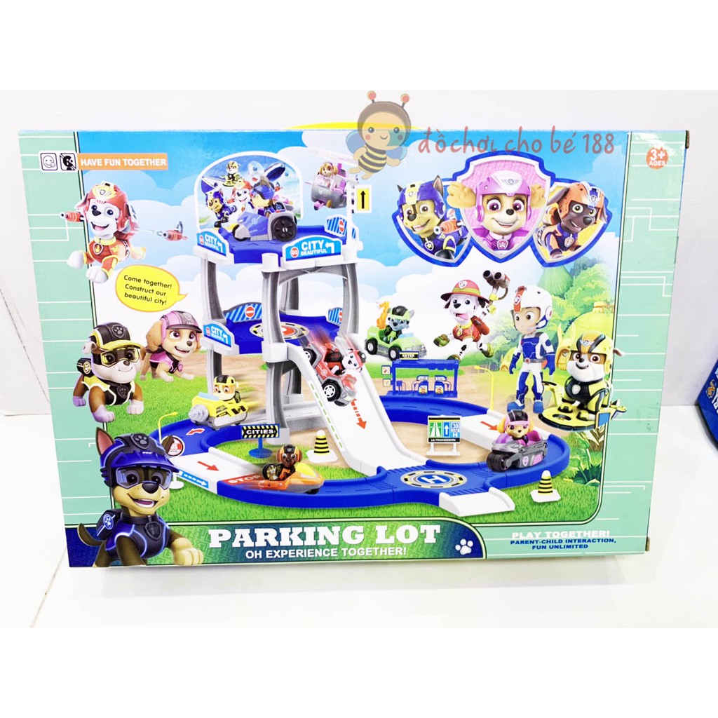 Đường ray bãi đậu xe Chó cứu hộ Paw Patrol + 4,2 xe chó cứu hộ